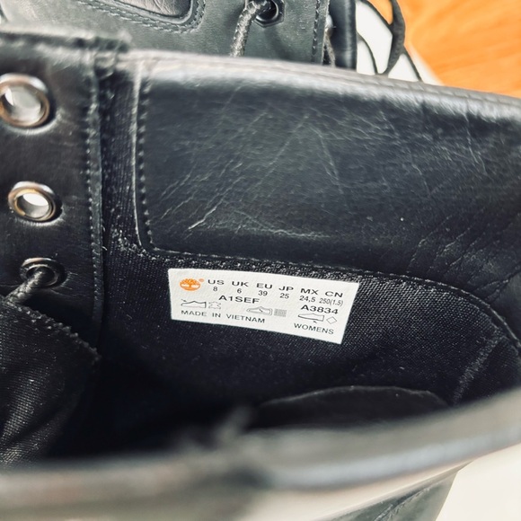 Timberland Allington Mid Lace-Up Block High Heel Black Leather Preppy Boot - Picture 14 of 15